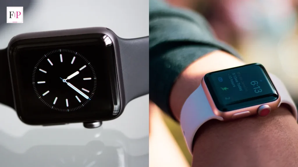 A black smartwatch in close-up and a white-strap smartwatch worn on a wrist outdoors — choosing the best smartwatch 2026
