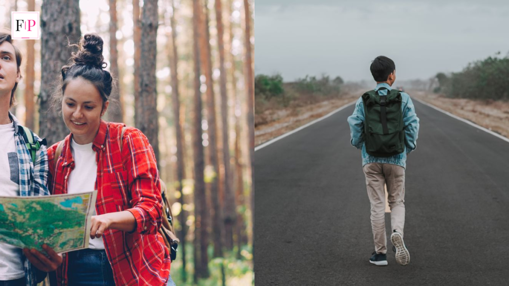 Celebrity Race Across the World 2026: Ultimate Guide & Cast Two backpackers reading a paper map beside a lone traveller on an open road — the Celebrity Race Across the World 2026 route spirit from Borneo to Melbourne