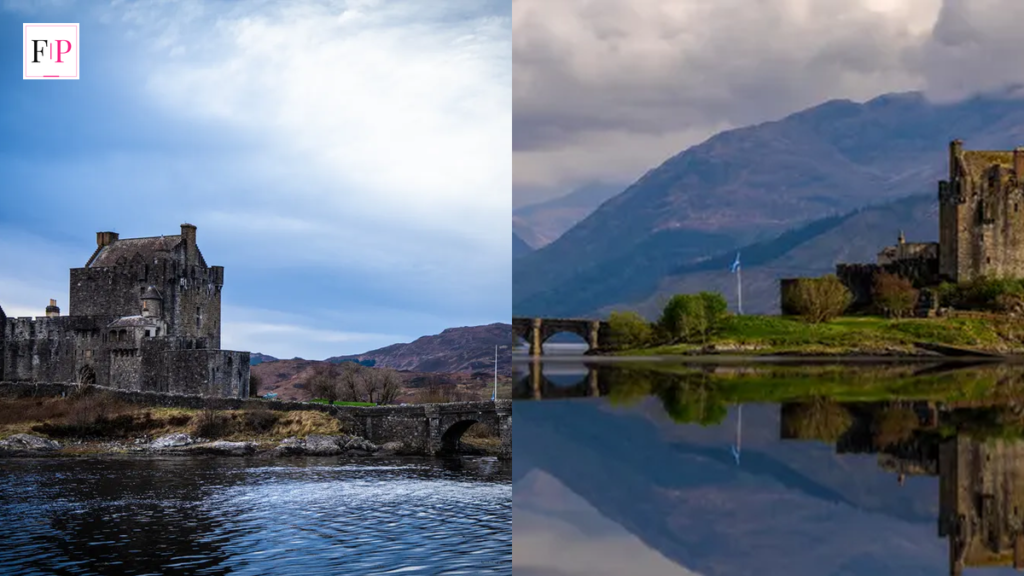 Eilean Donan Castle and a Highland loch reflecting the mountains, the setting for Celebrity Traitors 2026