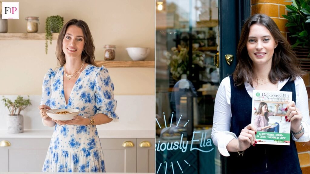Ella Mills in her kitchen and outside a Deliciously Ella deli — the deliciously ella business story from blog to brand