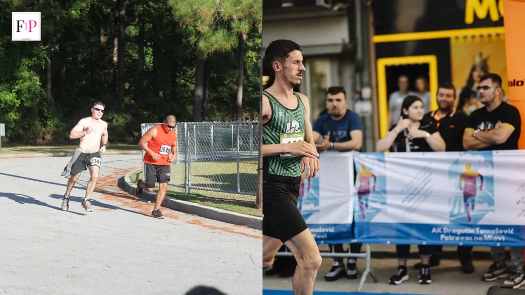 Half marathon runners racing and a runner on a city street — following a half marathon training plan