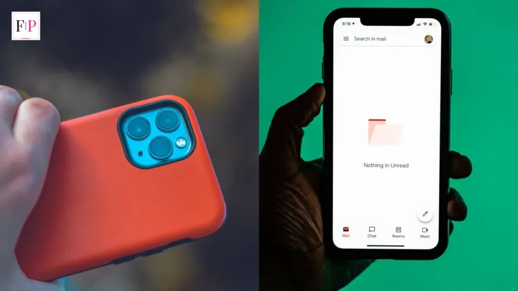 Hand holding a smartphone with a triple camera in an orange case — iphone 17 pro max UK guide