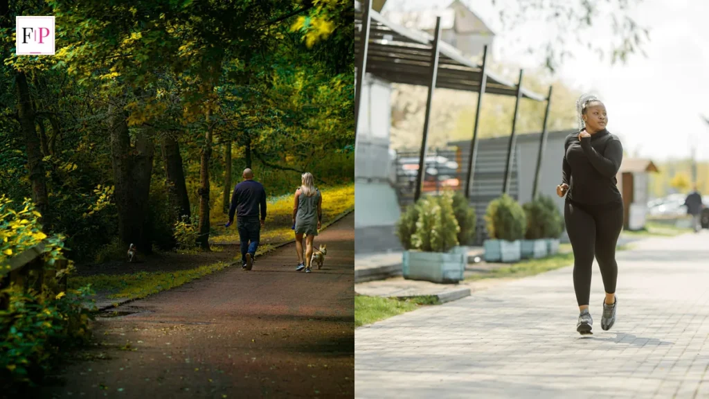 Japanese Walking: The 3-Minute Interval Method Explained A couple on a park path and a woman walking briskly outdoors — japanese walking intervals in a local park