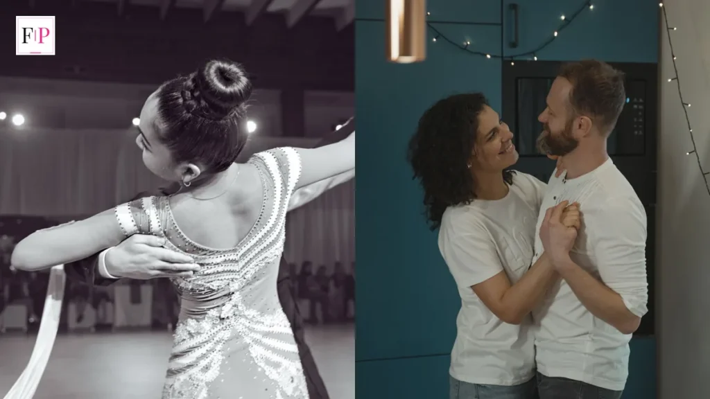 Strictly Come Dancing Leaderboard: How the Scores Work A ballroom dancer in a sequinned dress performing and a couple dancing at home — the strictly come dancing leaderboard explained
