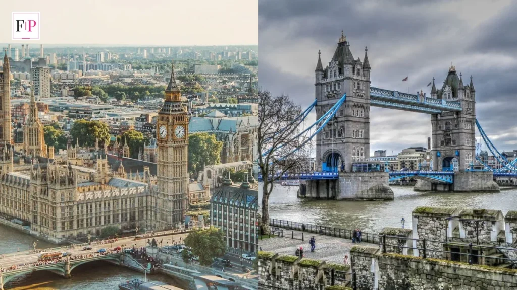 Westminster and Big Ben beside the Thames and Tower Bridge in London — the setting of the diplomat season 4