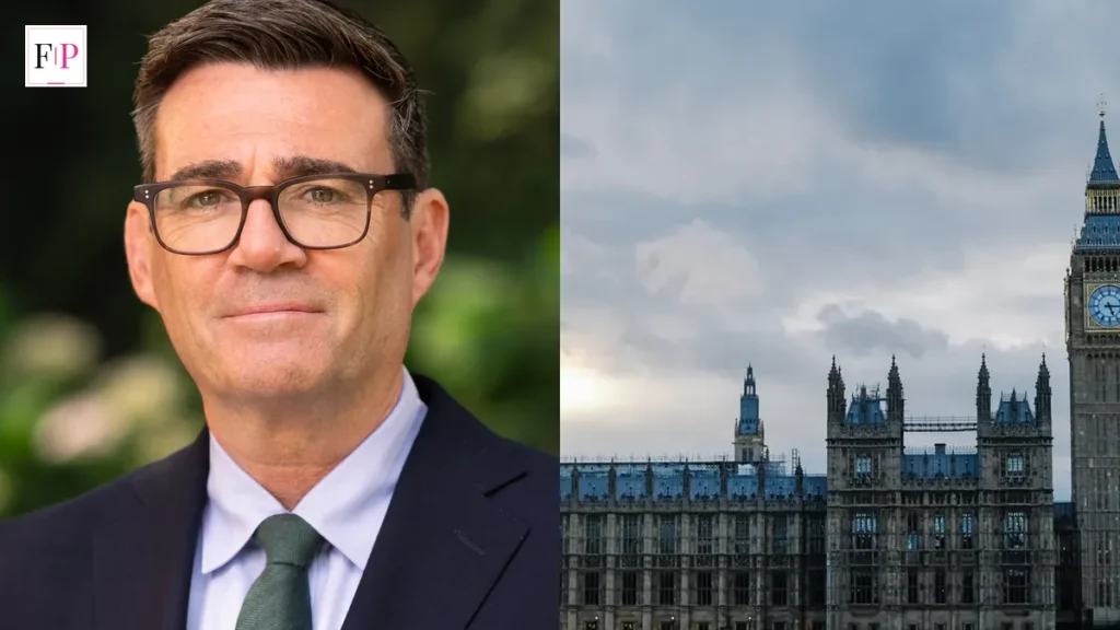 Who Is Andy Burnham? The Prime Minister’s Story, From Liverpool to Downing Street Official 2026 portrait of Andy Burnham beside the Houses of Parliament — who is andy burnham